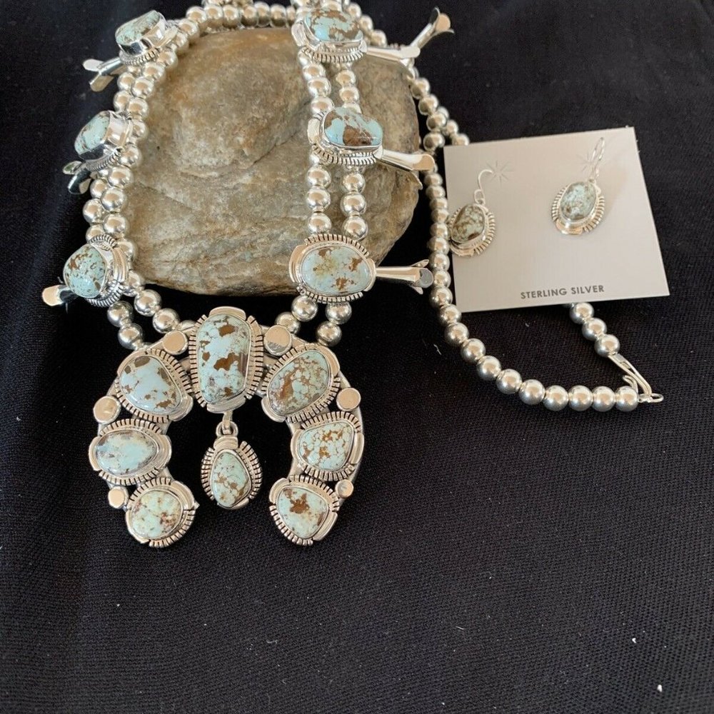 Dry Creek Turquoise Sterling Squash Necklace - Picture 4 of 12